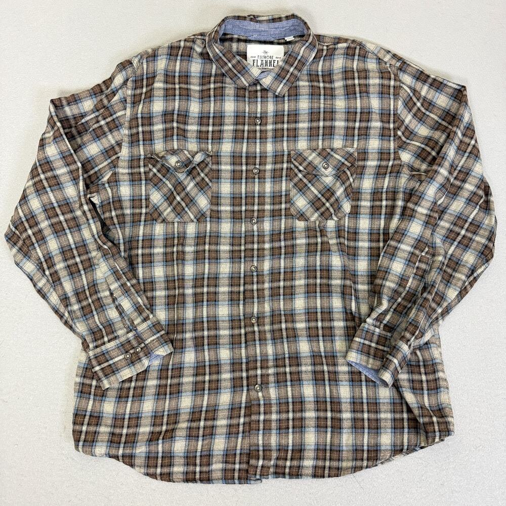 The Fillmore Flannel Tailwoods Plaid Button Up Shirt Men’s Size L Cotton